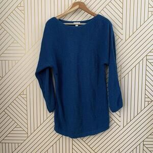 J.jill cotton blend boatneck sweater ribbed knit tunic style length Lagenlook  M